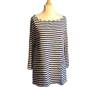 0359 Dreamsacks Bamboo Black and White Striped Boatneck Top Size XL